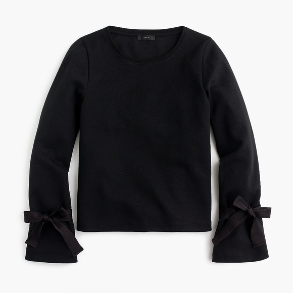 J. Crew Tops - NWT J. Crew Women's Tie Sleeve Sweatshirt - Black J. Crew Tops - NWT J. Crew Women's Tie Sleeve Sweatshirt - Black